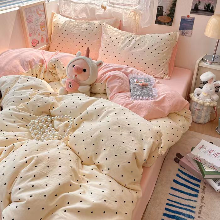 【初恋】有氧提花双层纱韩版碎花软透气四件套