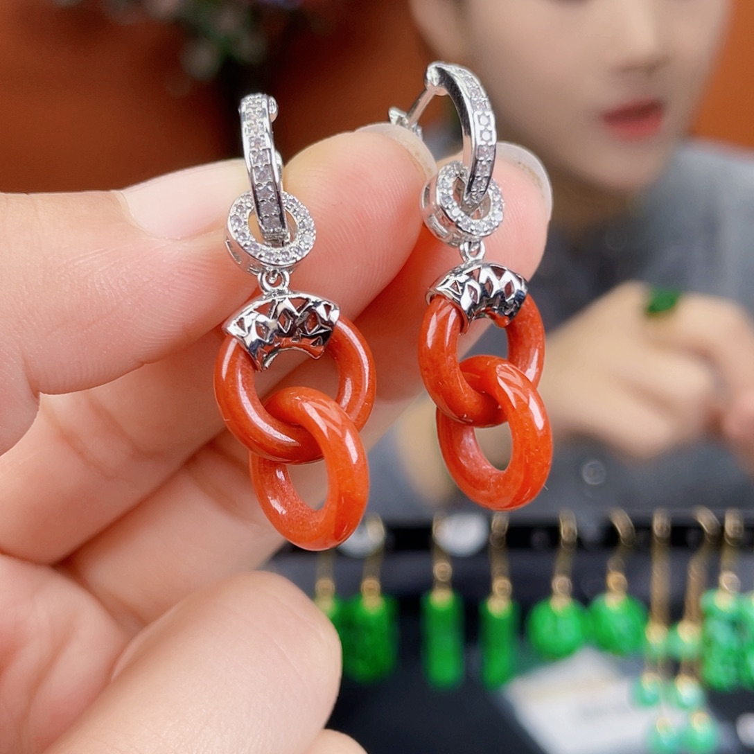 翡翠未镶嵌耳饰饰品