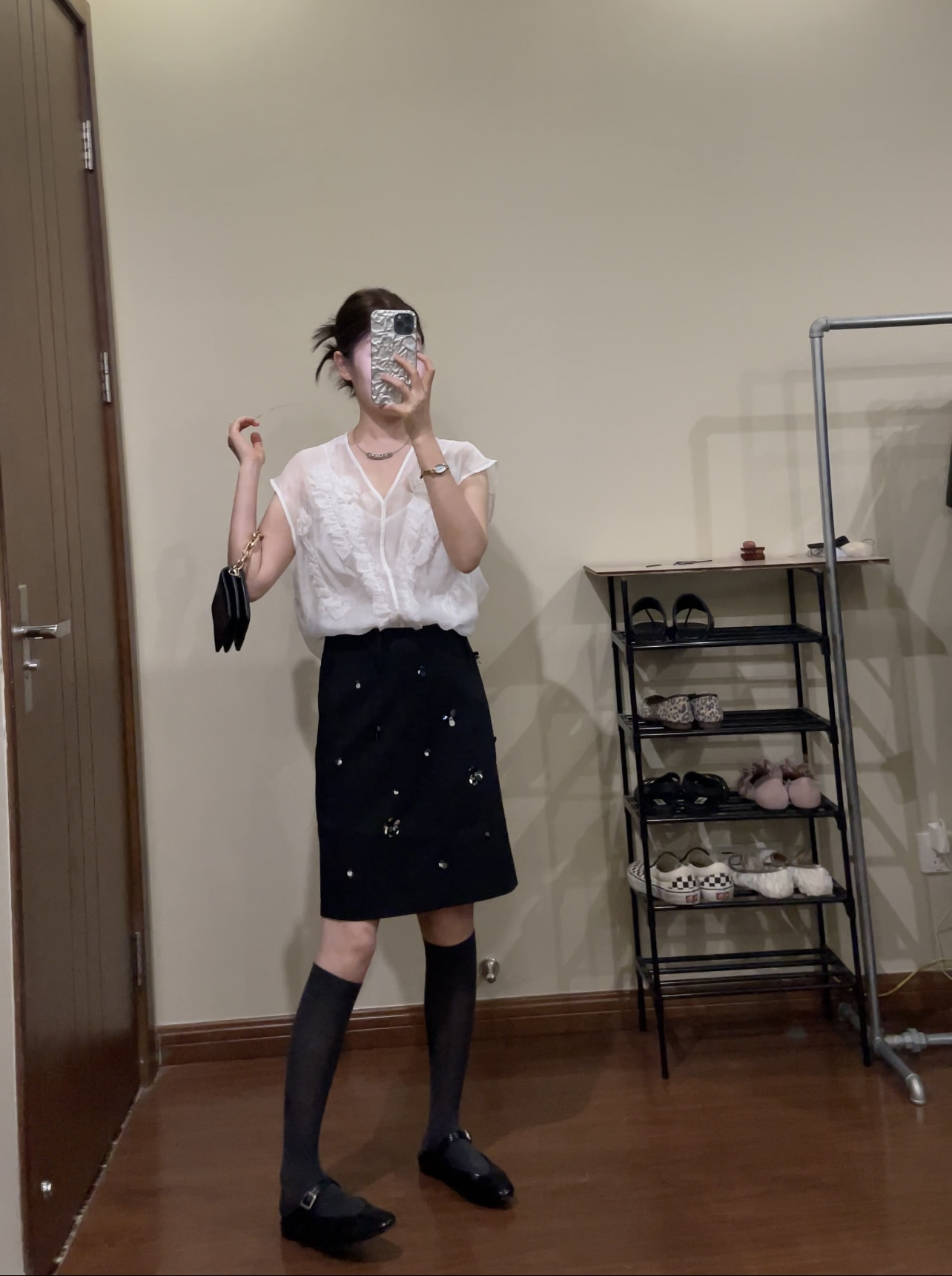 两色小香高腰显瘦质感半身短裙