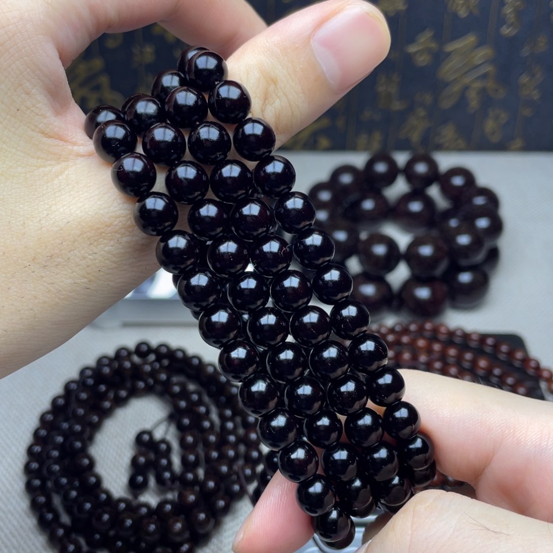 檀香紫檀（小叶紫檀）0.8 108颗 高油密黑珍珠