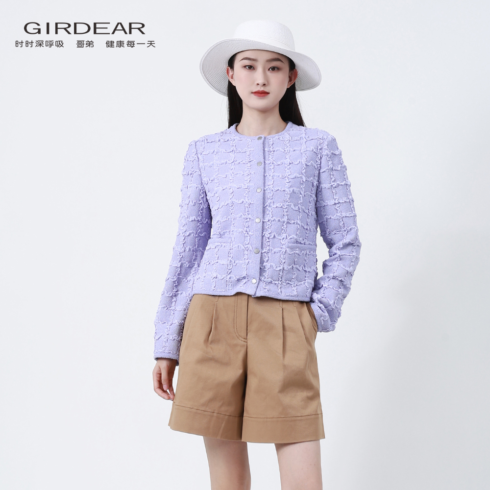 GIRDEAR/哥弟 新款质感时尚百搭复古小香风显瘦短外套女士1400512