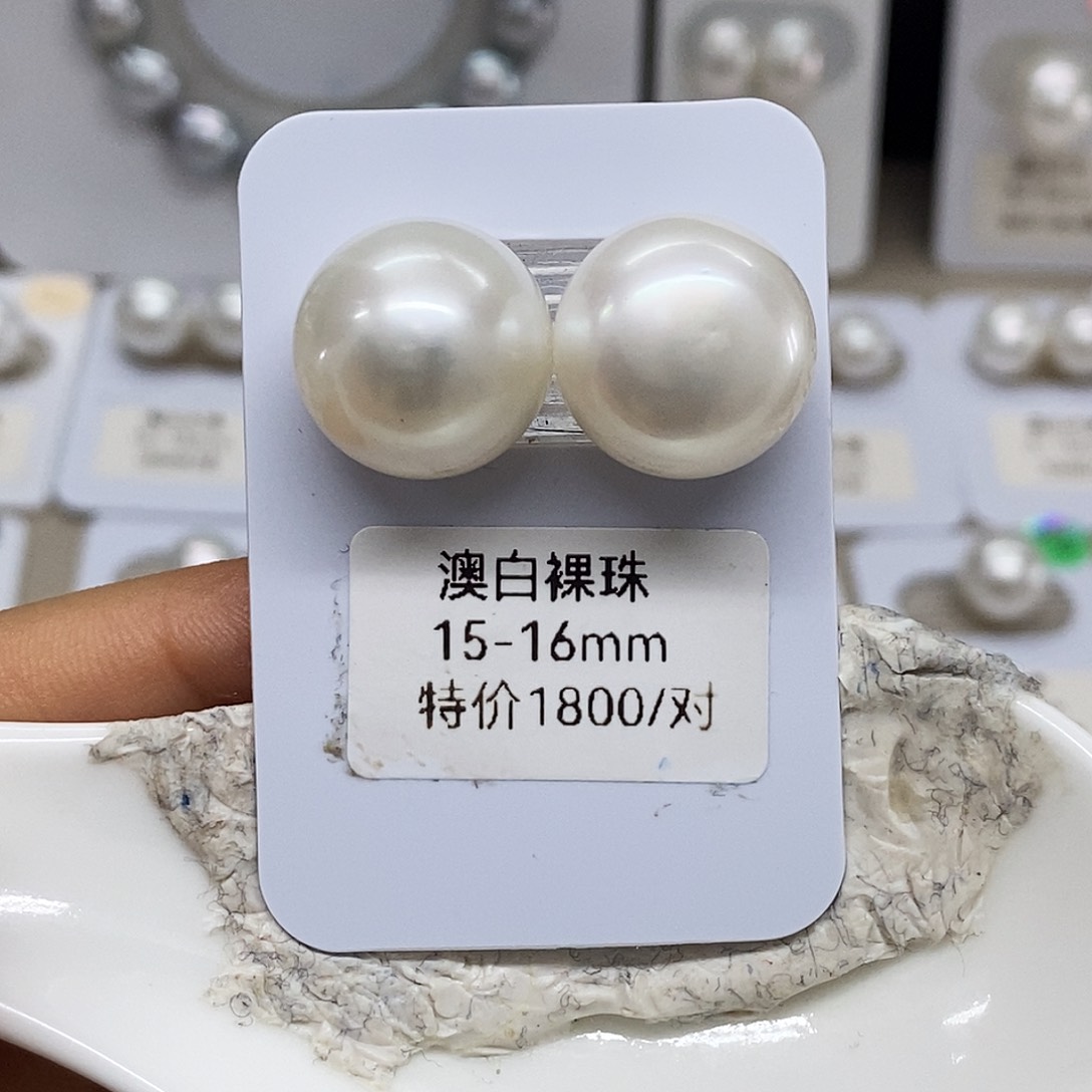 未镶嵌澳白对珠15➕海水珍珠