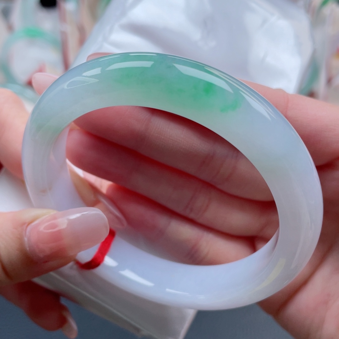 未镶嵌手镯翡翠59.5阳春白雪 肤如凝脂 小万战斗机1号