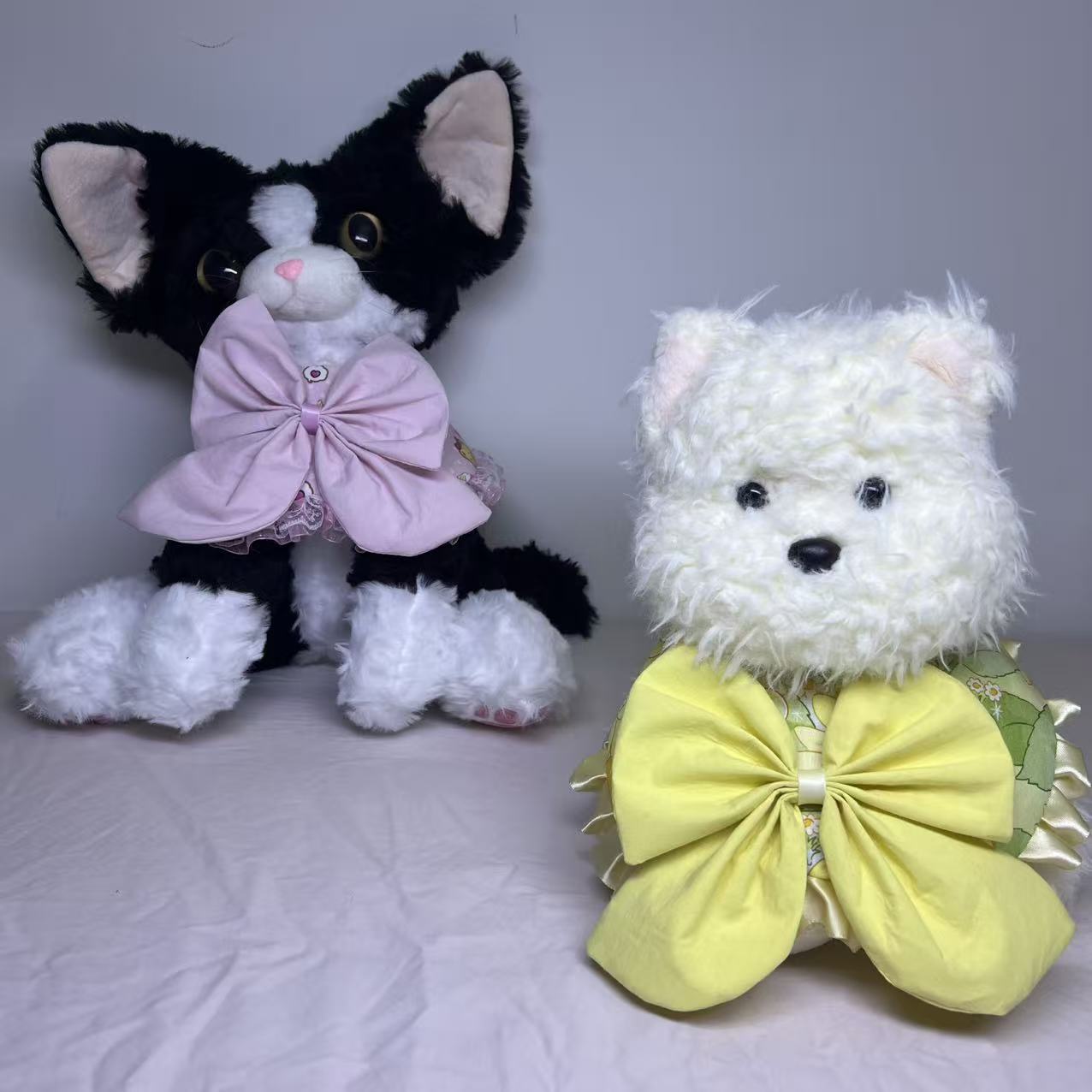 猫猫狗狗可爱口水巾拍照宠物围兜大蝴蝶结款蕾丝围边