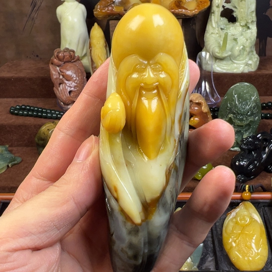 岫玉未镶嵌手把件天然岫玉