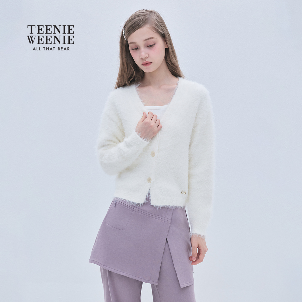 TEENIEWEENIE bearnova25柔软舒适仿貂毛V领毛织开衫YTCK254VL3B