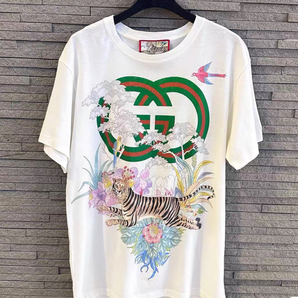 95新 GUCCI/古驰 老虎印花短袖/XXS码/C01527/污渍