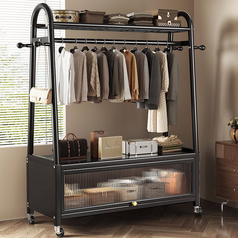 挂衣架落地卧室家用收纳柜衣帽架2025新款移动客厅阳台晒晾衣服架