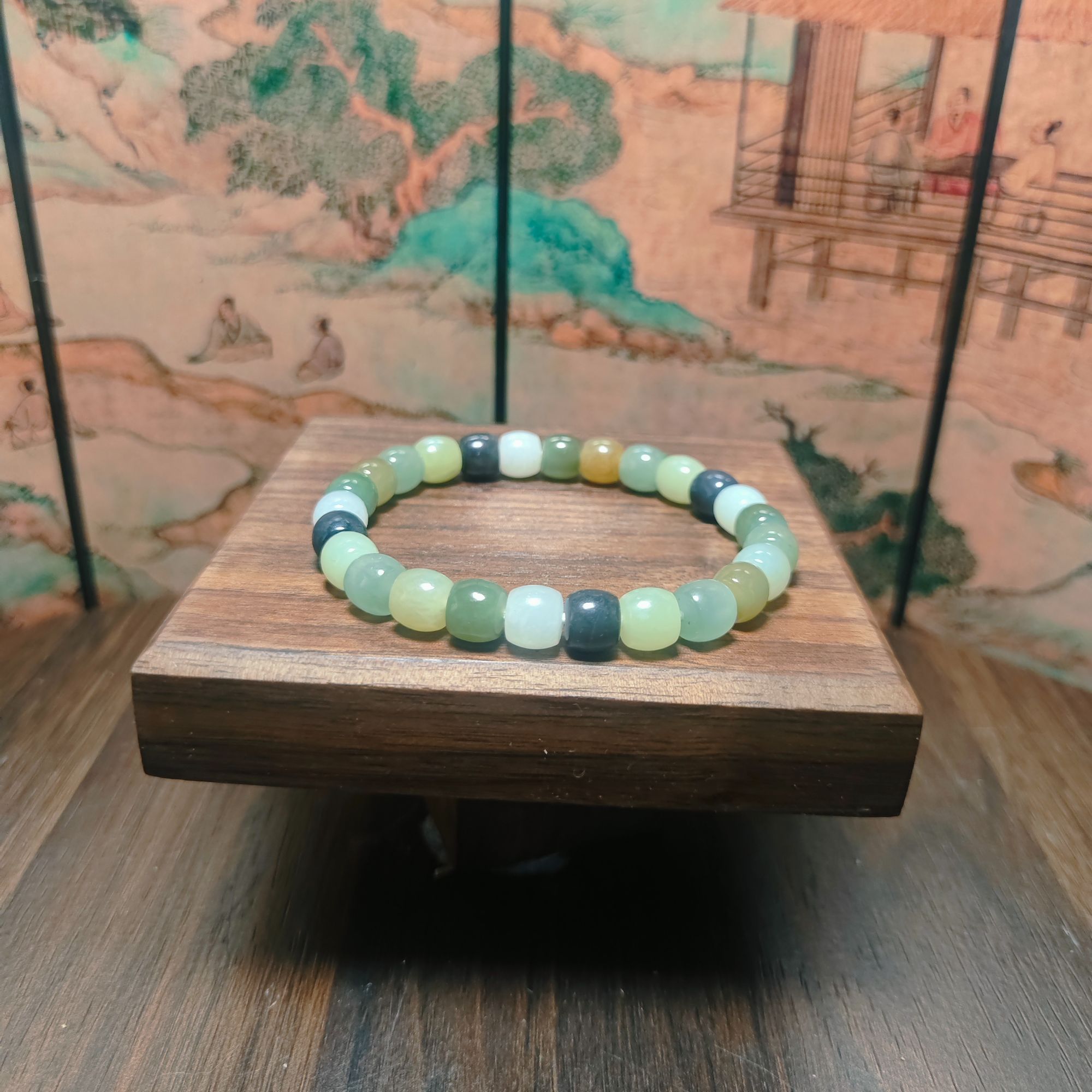 N和田玉多宝桶珠手串（卡8）2107