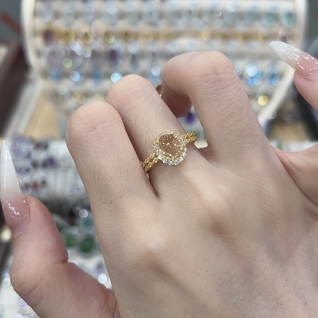 戒指黄晶银S925镶嵌