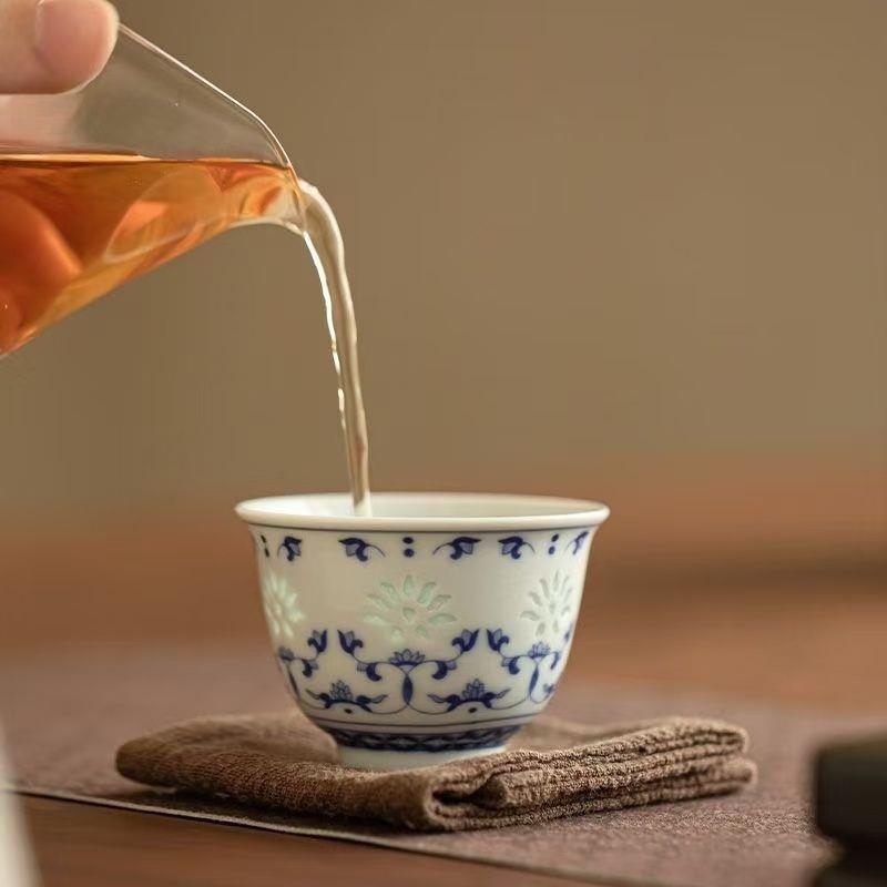 空主人杯陶瓷功夫茶杯家用品茗杯玲珑杯轻奢茶盏客杯茶道中式茶具