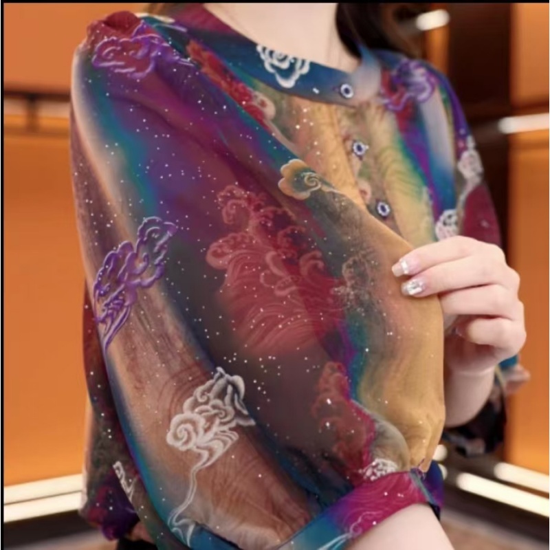  【BD-7759】星河祥云2025新款圆领气质小衫女衬衫