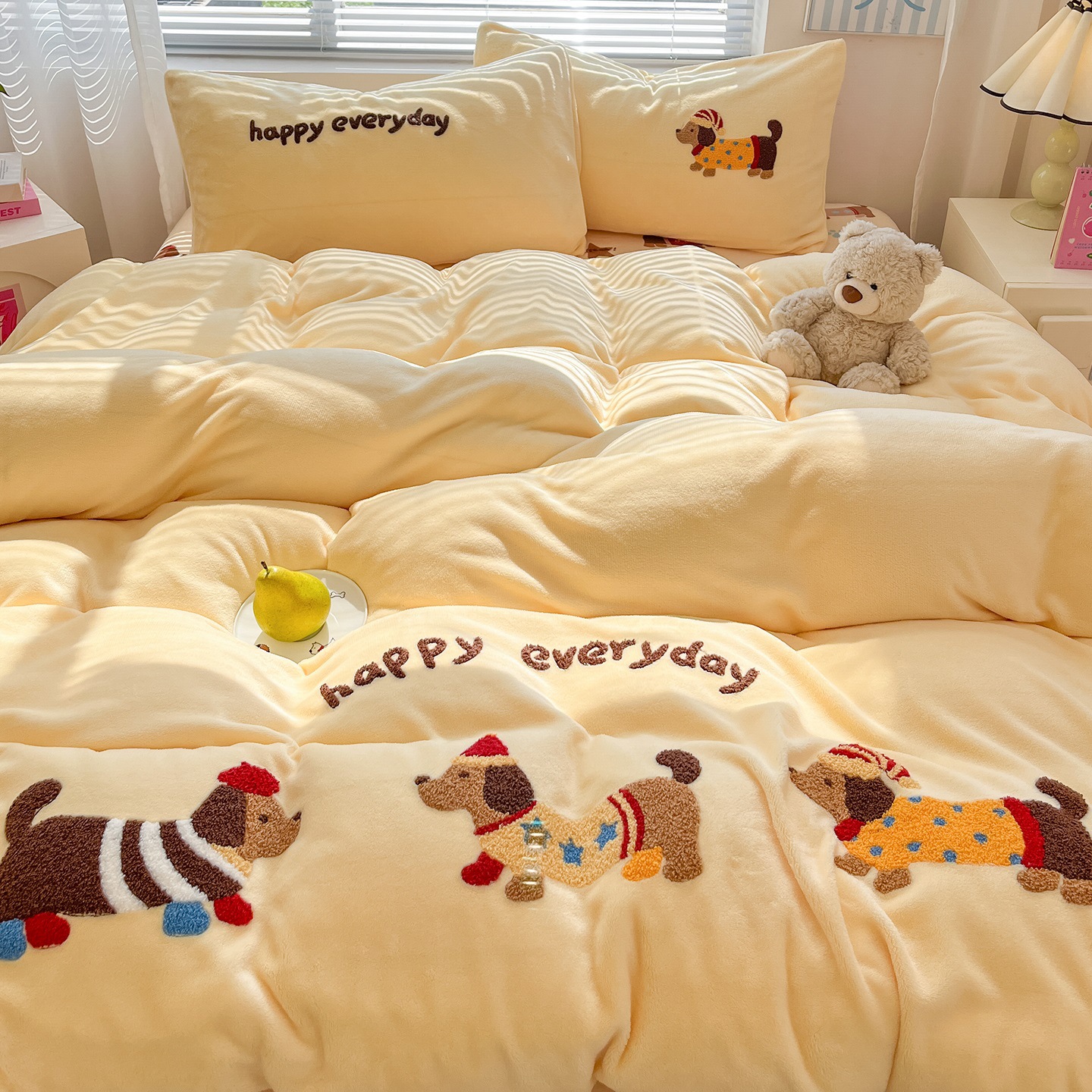 A类大版牛奶绒毛巾绣床单款四件套三件套双面绒