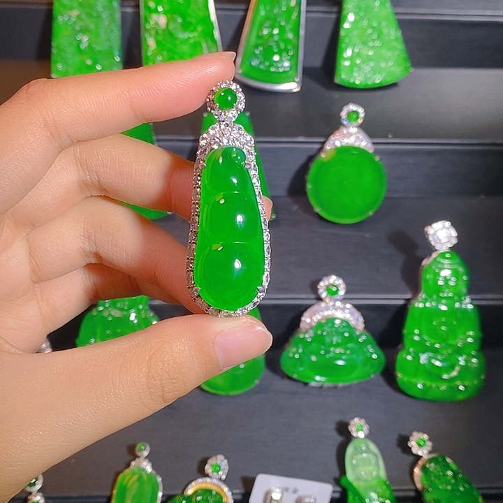 翡翠银S925镶嵌吊坠(不含链)oo