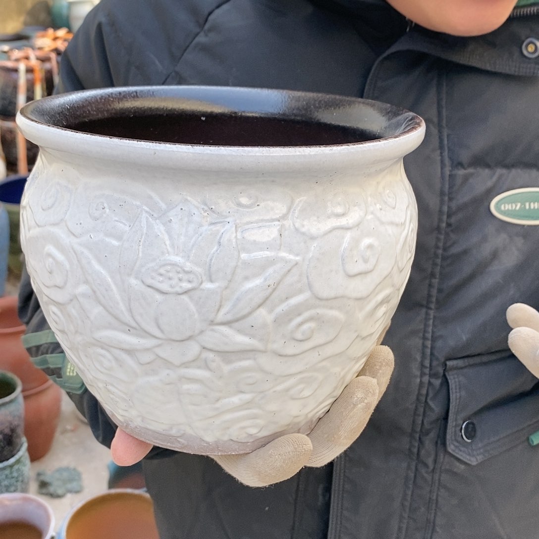 紫砂花盆瑕疵口20高16