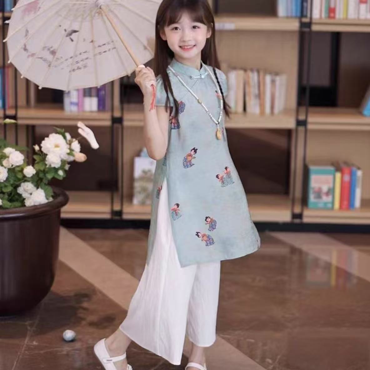 女童休闲夏季2025新款韩版粉色儿童套装