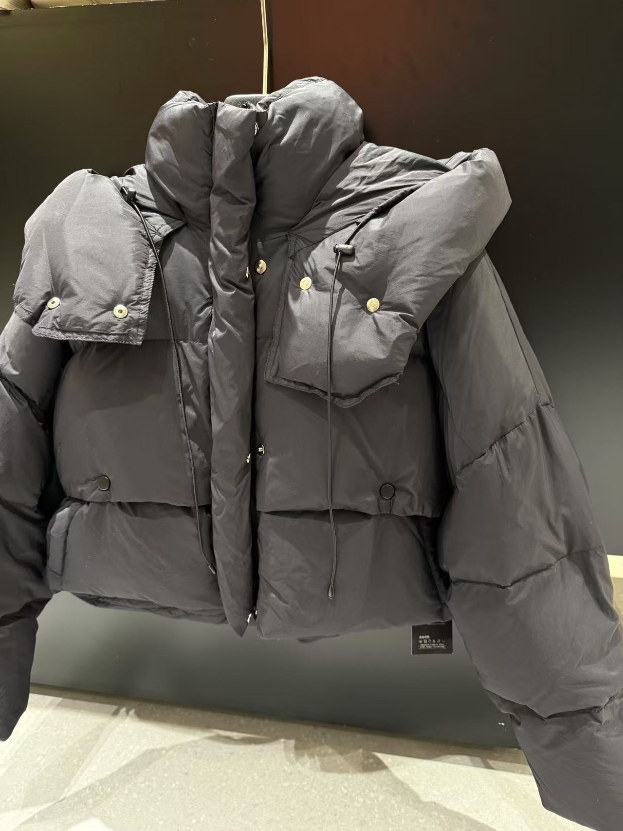 短款休闲连帽棉服时尚加厚抽绳