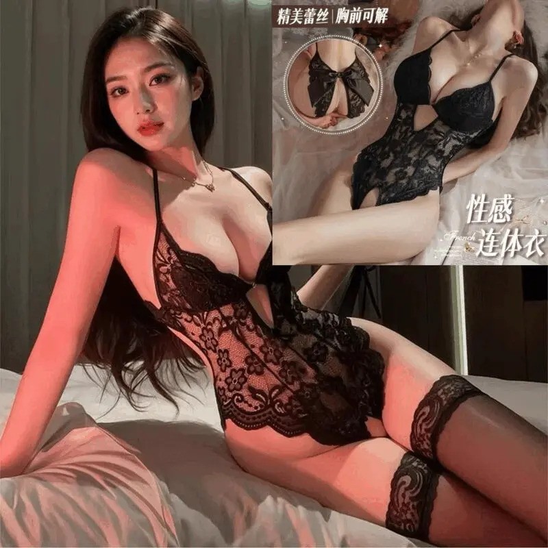 怦然心动/性感胸垫蕾丝迷人纯欲睡裙网纱甜美套装轻奢家居服A77