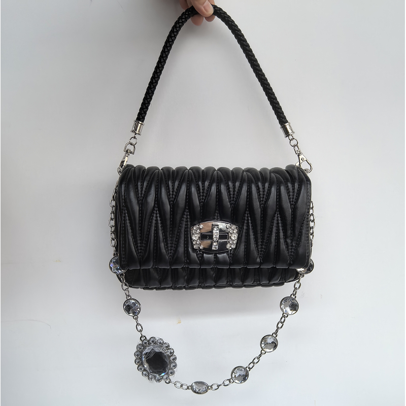 时尚褶皱包单肩斜挎手拎包百搭女包2118-03