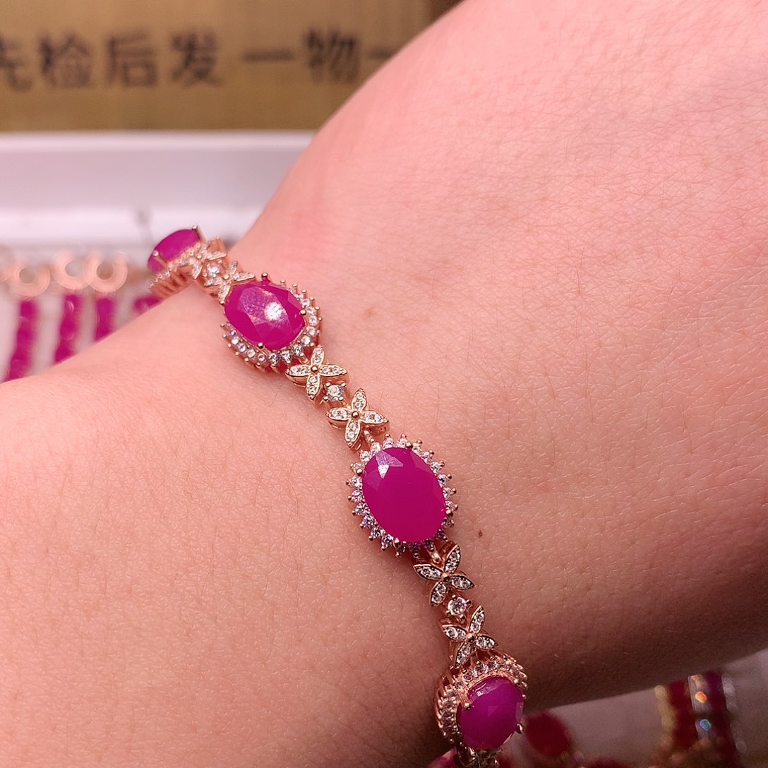 红宝石手链银S925镶嵌