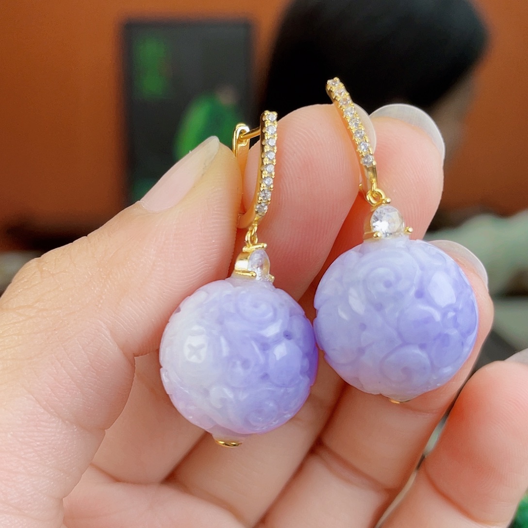 翡翠银S925镶嵌耳饰