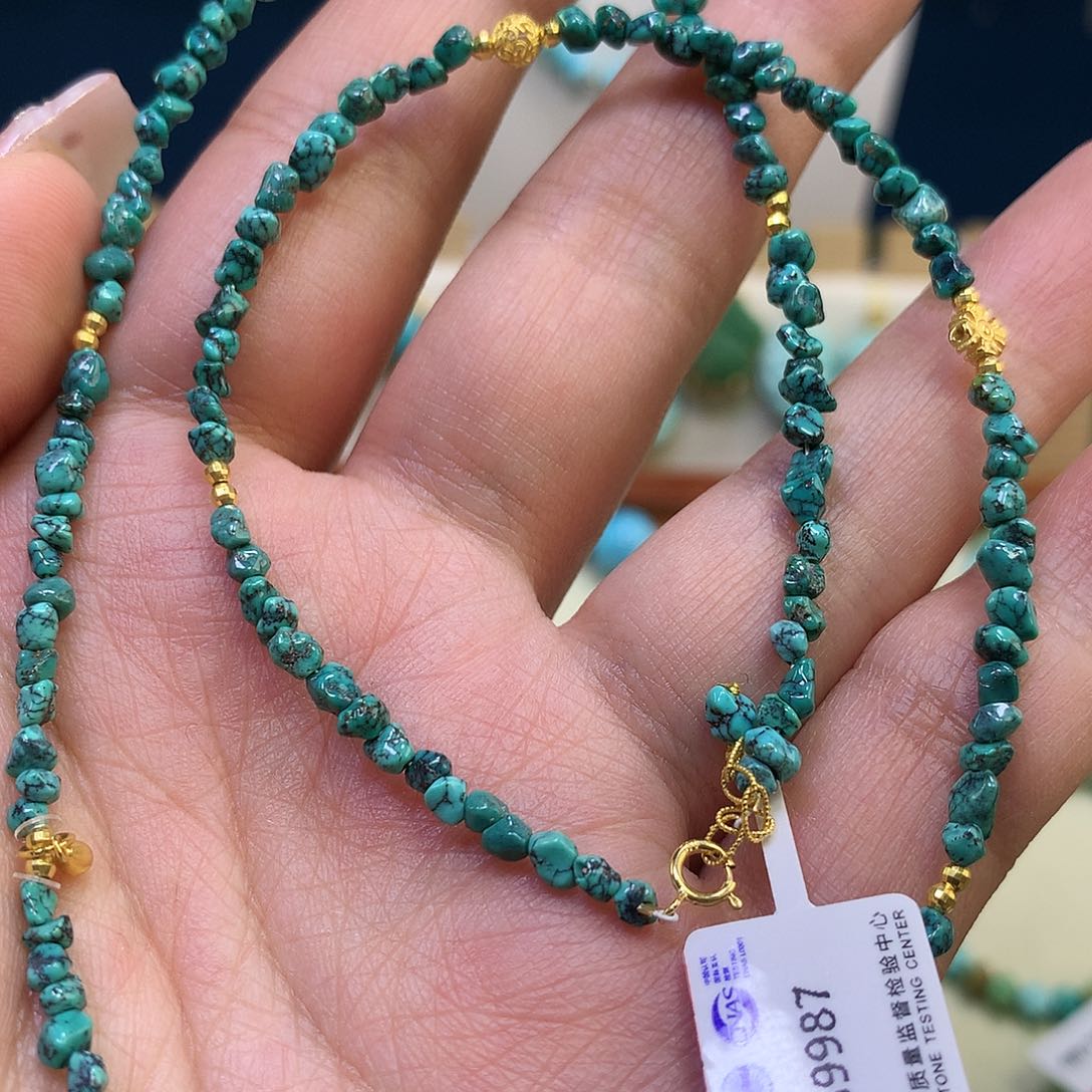 绿松石18K金镶嵌项链