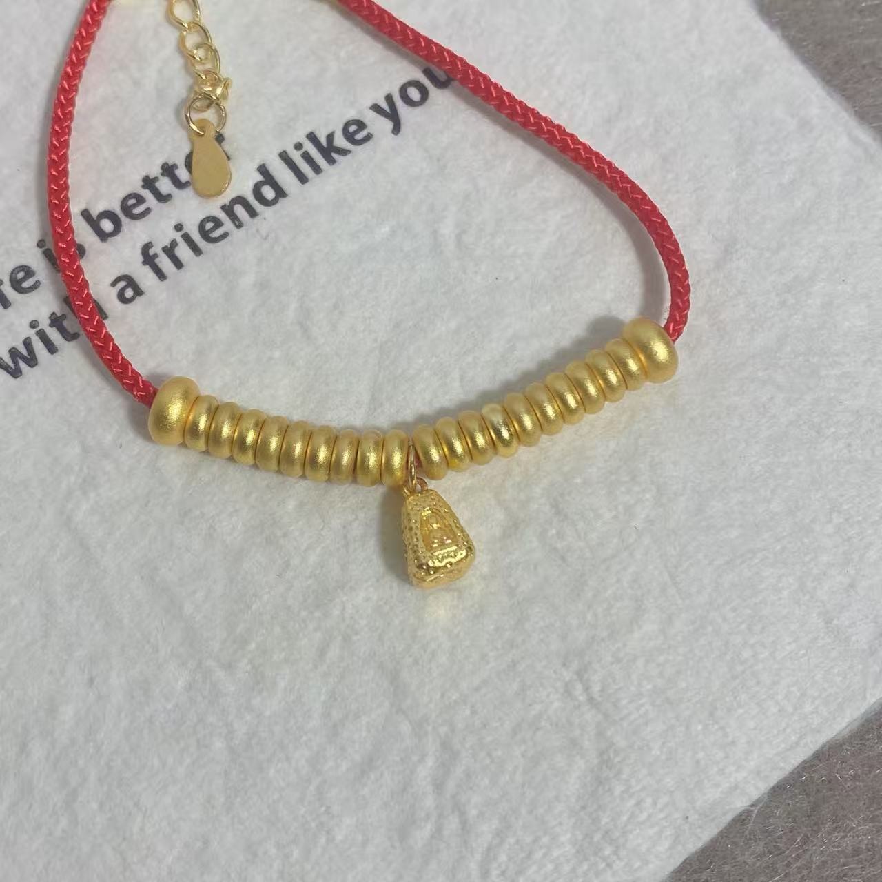 铜合金布艺手链 124 新中式秤心如意古法小红绳手链编织