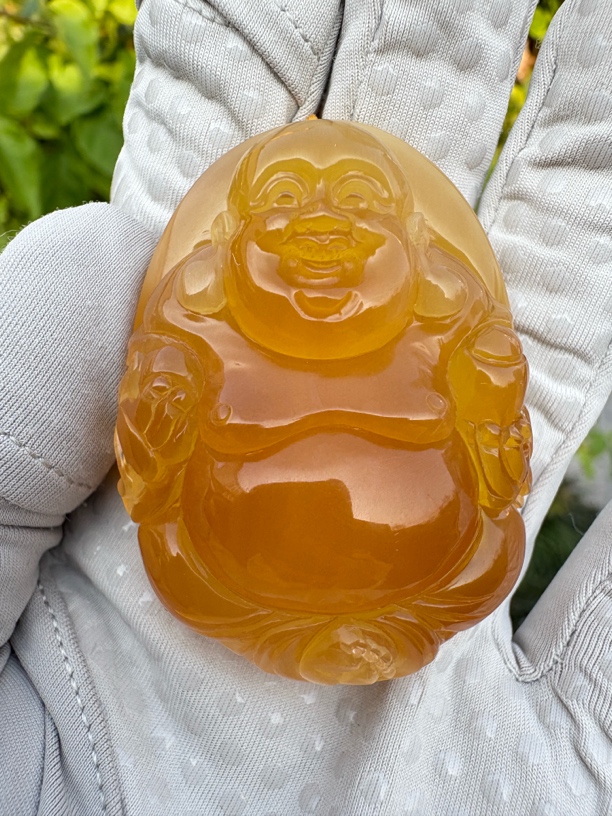 假一赔十，天然琥珀蜜蜡，蜜蜡吊坠，蜜蜡雕刻件，蜜蜡佛公，编号178