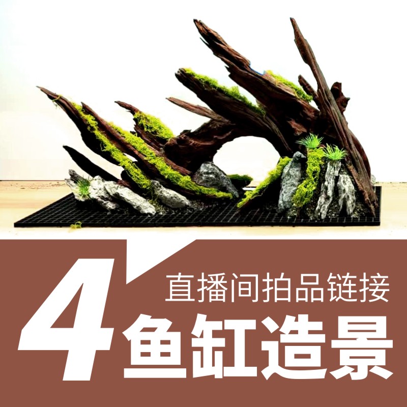 飞鱼森林60㎝鱼缸沉木景观拱形一体成品摆件