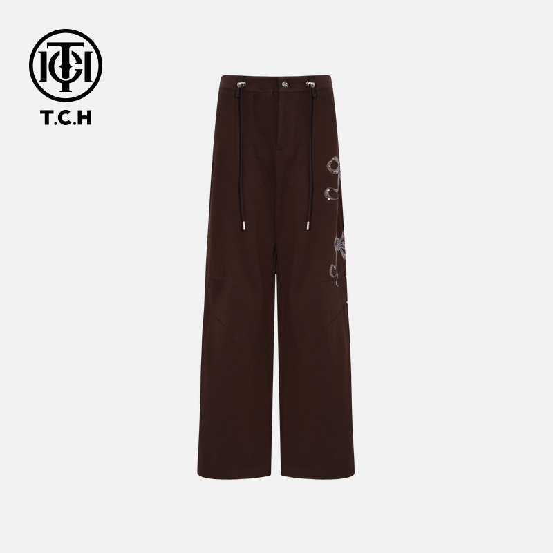 TCH烫钻工艺新时尚淑女百搭新潮流长裤女T75C20E1046轻奢tch