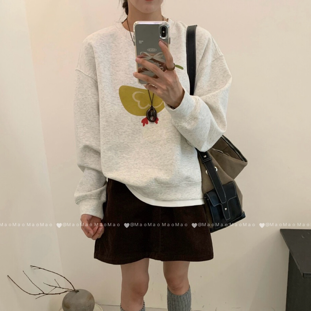 十三行女装秋冬加绒加厚韩版百搭圆领长袖卫衣宽松显瘦休闲7748