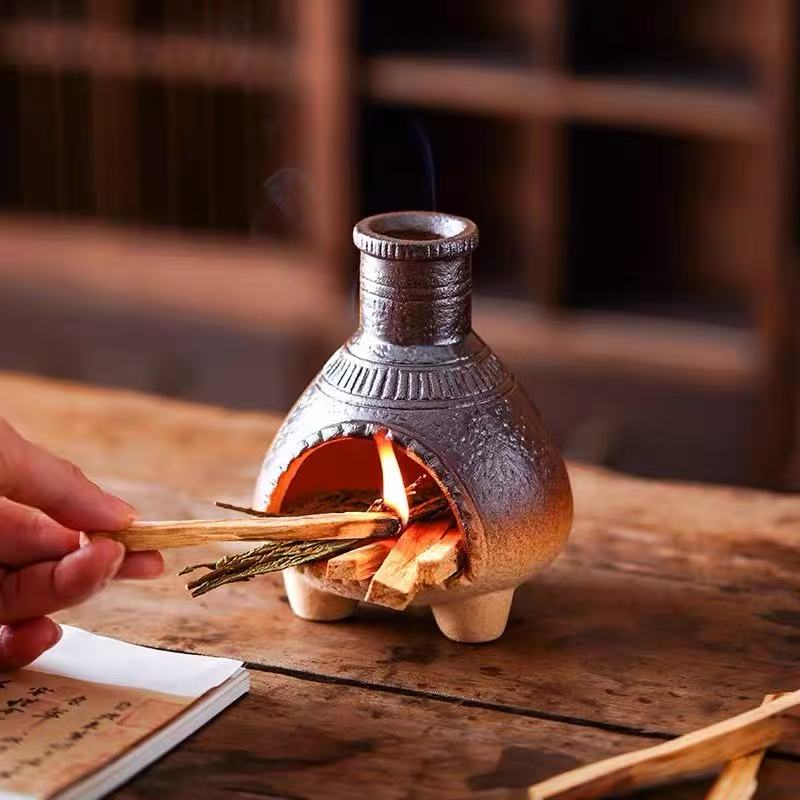 高温陶瓷耐干烧古纹烟供炉圣木炉