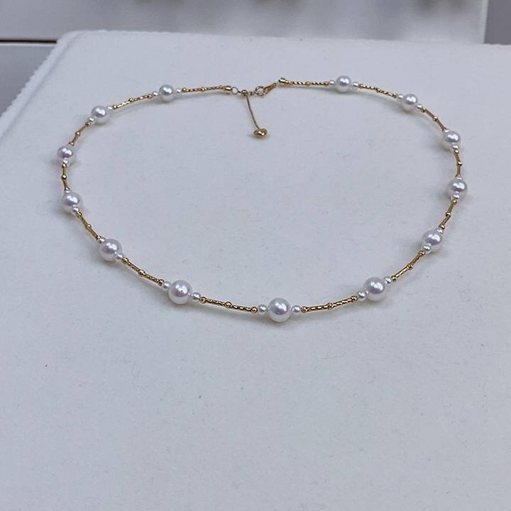 18K金镶嵌淡水珍珠项链6.5-7