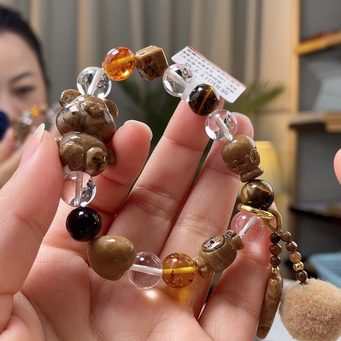 琥珀裸石未镶嵌蜜蜡手串