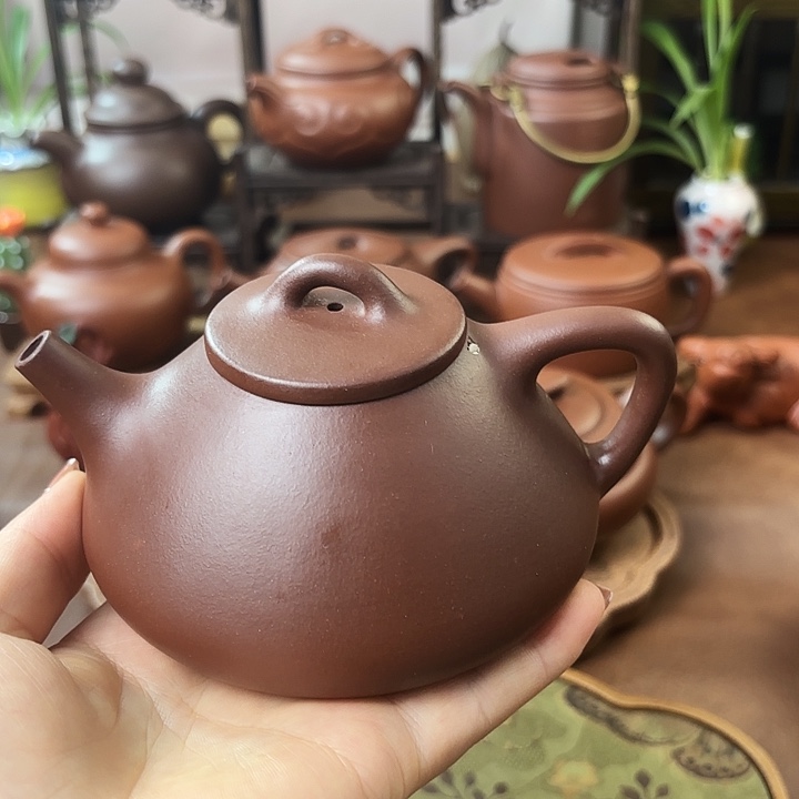 茶壶紫砂子冶石瓢 240cc 紫泥 微瑕