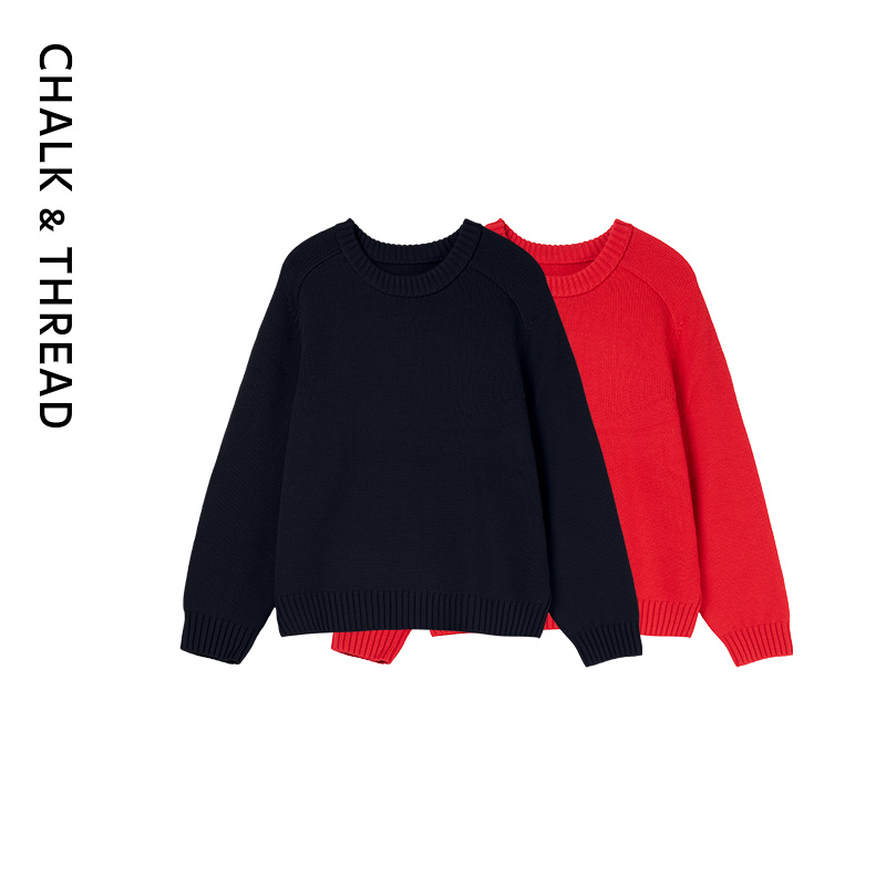CHALK&THREAD马鞍肩毛衣宽松纯色长袖毛衣