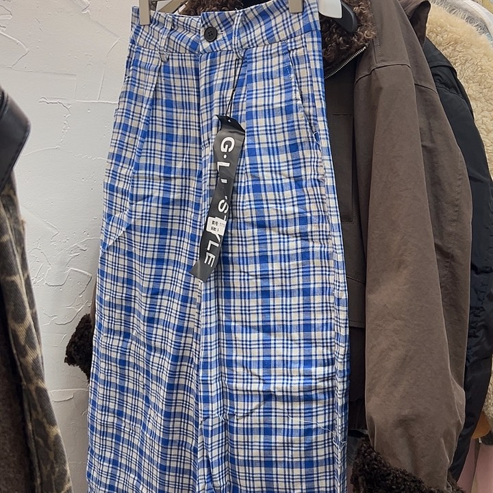 今天新款 蓝色格子裤 S 