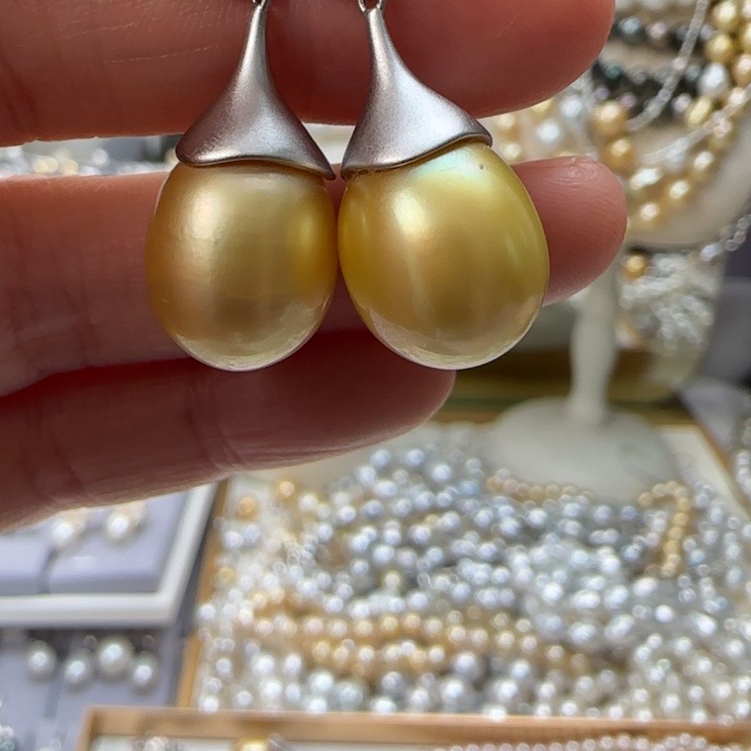 海水珍珠耳饰银S925镶嵌