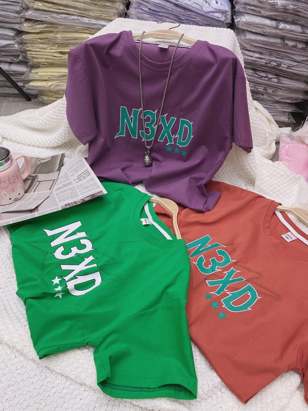 2025新款夏季中大童韩版印花短袖T恤2507