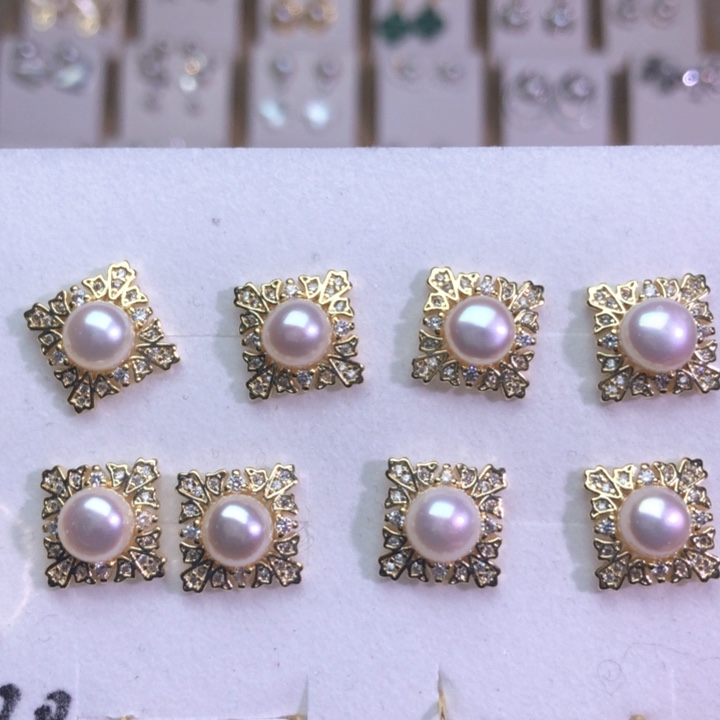 淡水珍珠耳饰银S925镶嵌