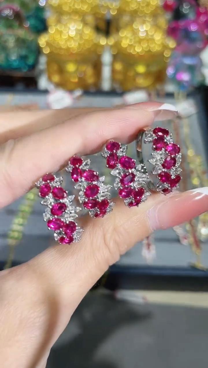 【福利补贴款】18K金镶嵌天然无烧红宝石戒指排戒 多样性发其一