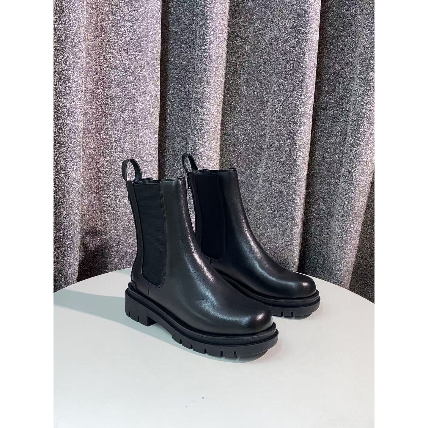 【表弟严选】C1527 黑色 秋冬时尚舒适圆头女中筒烟筒靴 马丁靴