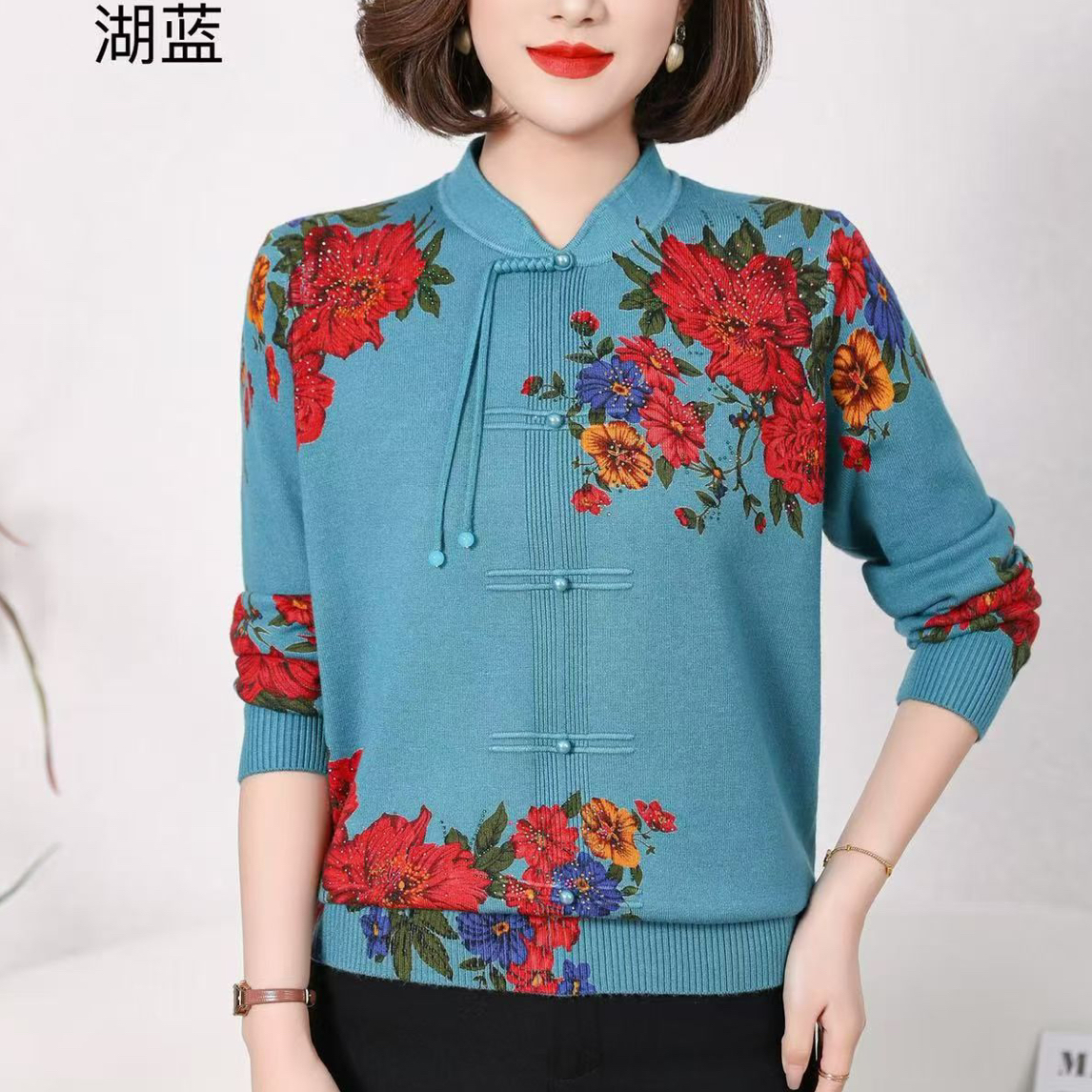 150款旗袍款花朵上衣