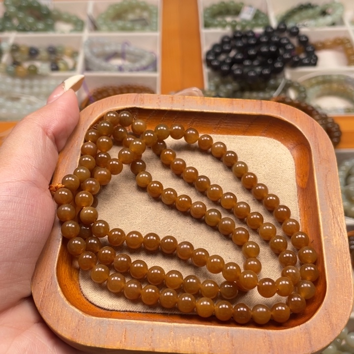 和田玉未镶嵌毛衣链珠串6mm