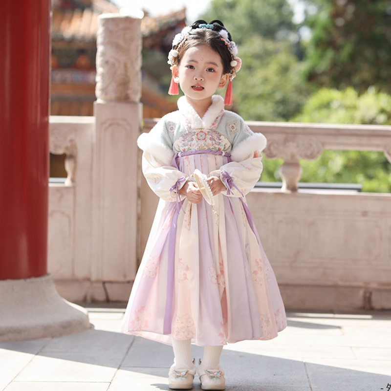 汉服女童秋冬2024新款小女孩中国风秋冬儿童公主宝宝古风仙气唐装