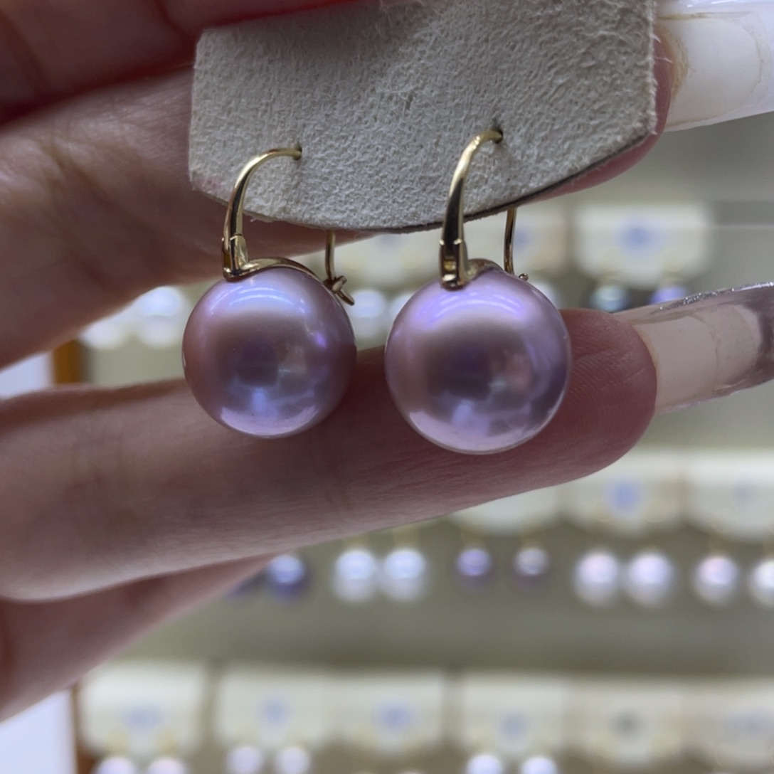 淡水珍珠耳饰18K金镶嵌