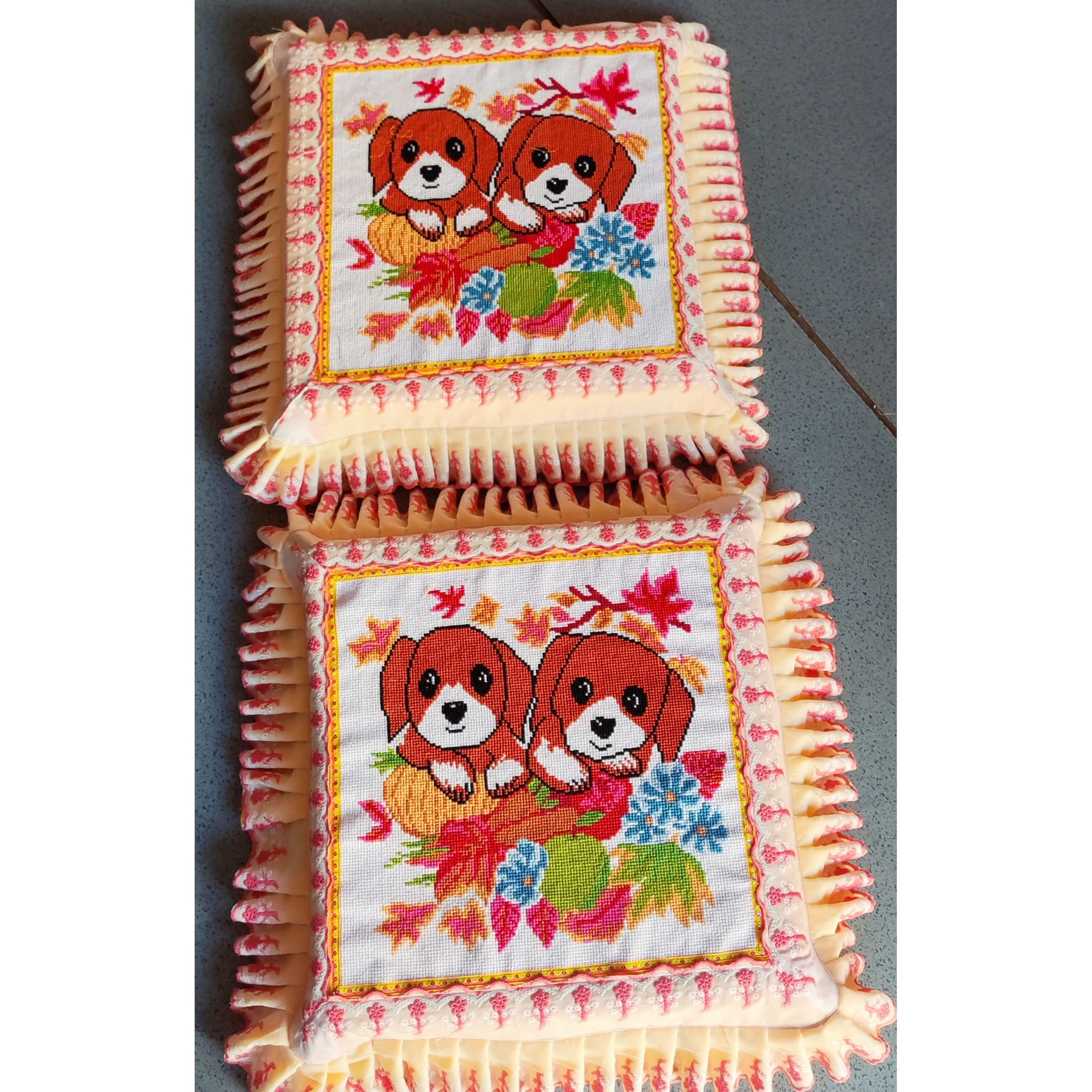 新款镶边手工十字绣大座垫带芯40*40配有针线印花料子布自己绣