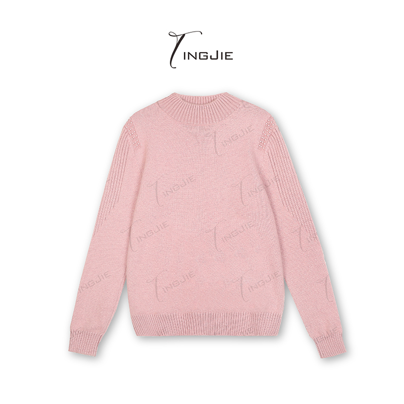 【婷姐优选】高级气质洋气灰粉色百搭时尚针织加厚半高领套头B326