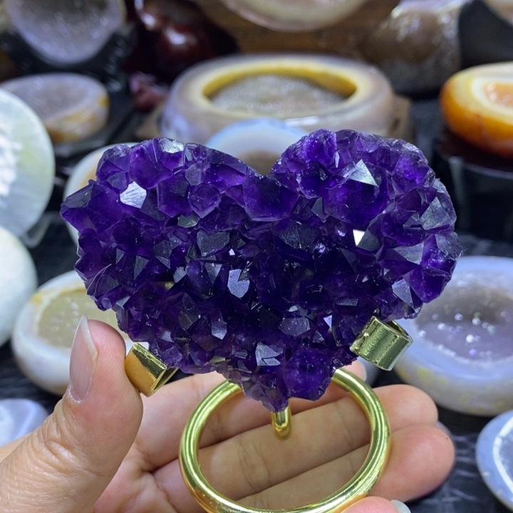 未镶嵌珠宝半成品水晶紫晶爱心
