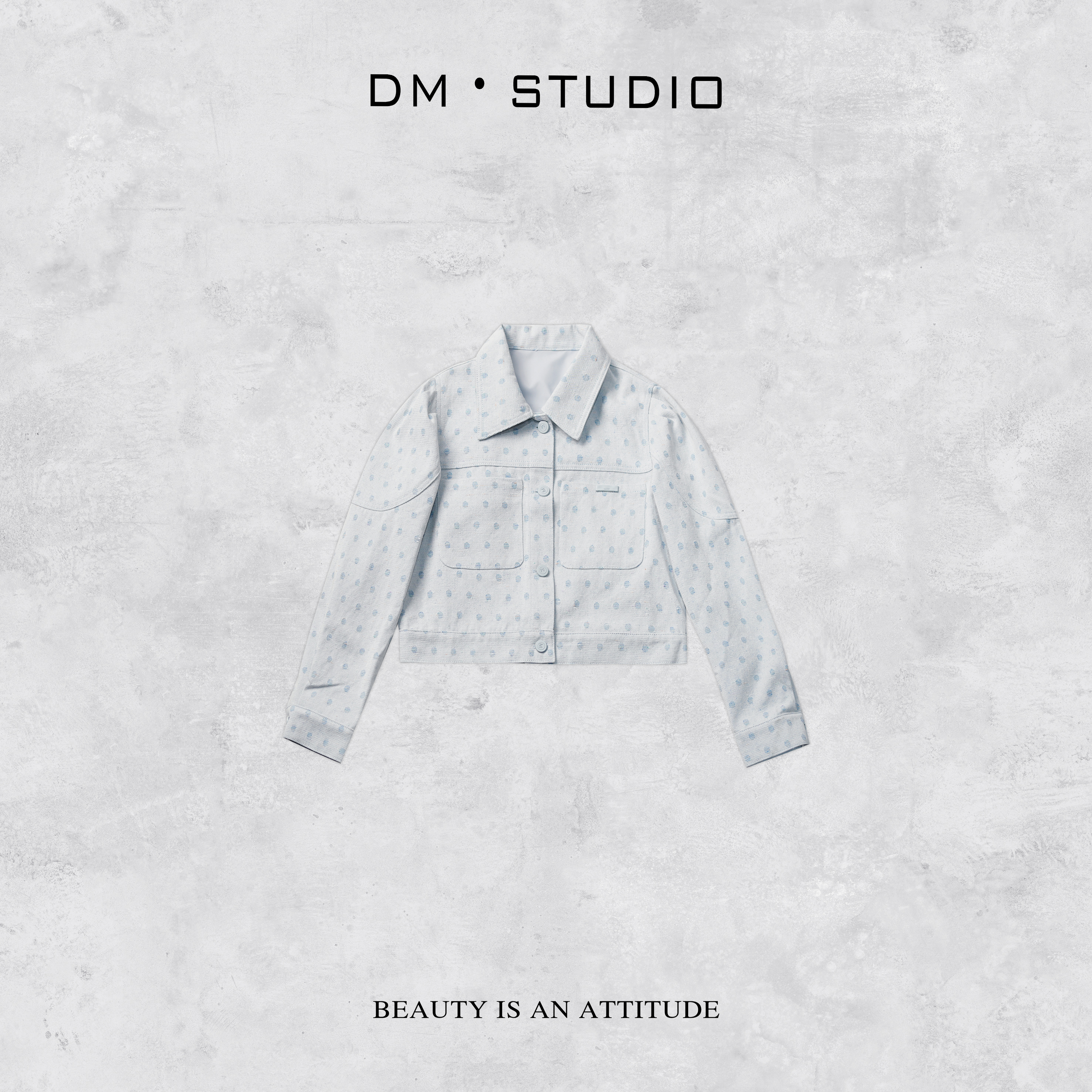 －DM•STUDIO/小众设计款轻奢气质波点长袖翻领夹克外套（JM176）